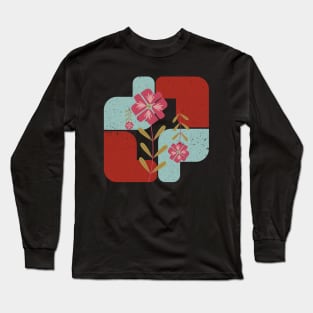 Minimalist Flowers With Colorful Random Shapes Long Sleeve T-Shirt